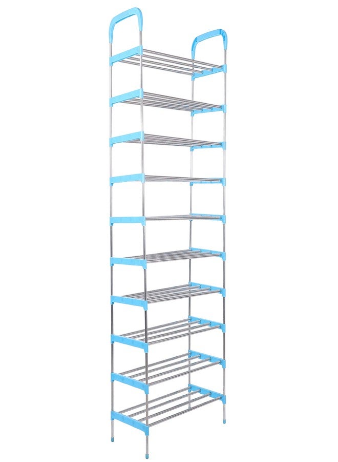 Three Secondz Rust-Free Stainless Steel Adjustable Multipurpose Stand for Kitchen Storage/Microwave & OTG Rack/Shoe Rack/Bathroom Stand/Office Organizer/Bookshelf (10 Rows, Blue) - Image 4